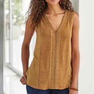 Soft Surroundings | Ingenue Lace Trim Tank Top Copper Pin